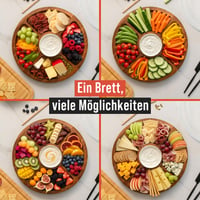 Okrúhly servírovací podnos na údeniny Chef Pomodoro s poklopom, 34 cm, drevený servírovací podnos s 5 priehradkami — Poklop je na 2 miestach prasknutý (stav: pozri 2. obrázok) 10