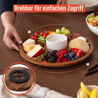 Okrúhly servírovací podnos na údeniny Chef Pomodoro s poklopom, 34 cm, drevený servírovací podnos s 5 priehradkami — Poklop je na 2 miestach prasknutý (stav: pozri 2. obrázok) 8
