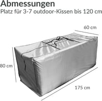 Chefarone XXL Kerti Párna Tároló Táska - Vízálló Védőhuzat UV Védelemmel - Időjárásálló Párnatakaró Kültéri Bútorokhoz - 175x60x80 cm - Bézs 6