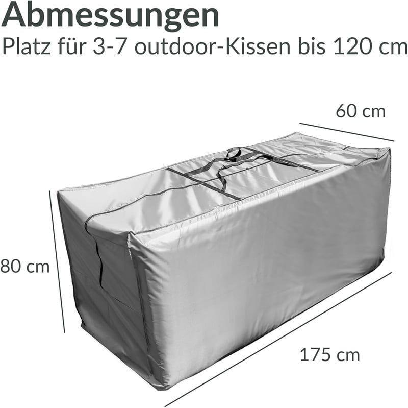Chefarone XXL Kerti Párna Tároló Táska - Vízálló Védőhuzat UV Védelemmel - Időjárásálló Párnatakaró Kültéri Bútorokhoz - 175x60x80 cm - Bézs