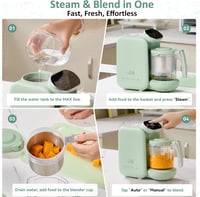 CHEFHANDY 5 az 1-ben bébiételmixer, gőzölő, melegítő zöld 5