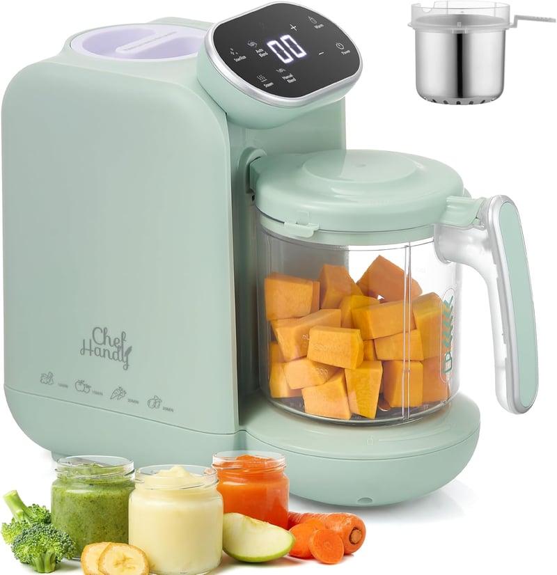 CHEFHANDY 5 az 1-ben bébiételmixer, gőzölő, melegítő zöld