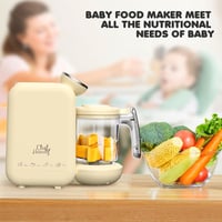CHEFHANDY 5az1-ben Multifunkciós Bébiételmixer Gőzölő Melegítő Sárga 6
