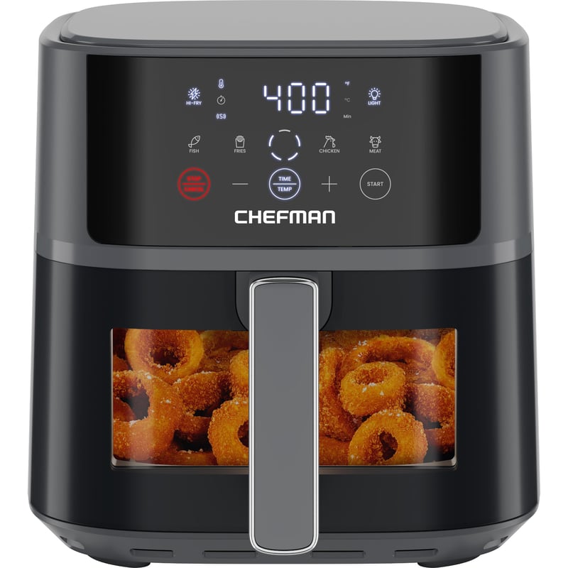 Chefman 5,7 literes kompakt forrólevegős sütő Hi-Fry technológiával, érintőképernyős vezérléssel, extra ropogós eredményekért
