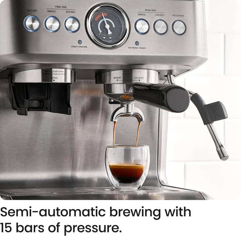 Chefman Crema Supreme 15 bar espresso kávéfőző tejhabosítóval és kávéőrlővel