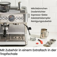 Espresso kávovar Chefman Crema Supreme s tlakom 15 barov, mlynčekom na kávu a 30 stupňami hrubosti mletia 7