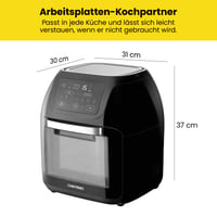 Chefman digitalna friteza na vrući zrak s ražnjem, dehidratorom i konvekcijom, 17 postavki na dodirnom zaslonu, XL 10L, automatsko isključivanje 10
