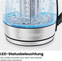 Chefman Elektromos Vízforraló Üveg 1.8L LED Kijelzővel Teaszűrővel 7