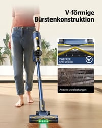 Akumulátorový vysávač CHEFREE, 48 kPa / 450 W / 50 minút, bezdrôtový tyčový vysávač s laserovým senzorom, kefou proti namotávaniu vlasov, 2,2 kg, s nástenným držiakom 4