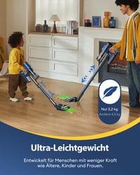 Akumulátorový vysávač CHEFREE, 48 kPa / 450 W / 50 minút, bezdrôtový tyčový vysávač s laserovým senzorom, kefou proti namotávaniu vlasov, 2,2 kg, s nástenným držiakom 5
