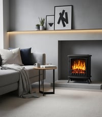 Elektrický krb Chemin'Arte Fire Glass s 3D LED efektom plameňa a 180° priehľadom — Na vrchnej strane sú preliačiny a škrabance (stav: pozri 2. obrázok) 3
