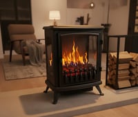 Elektrický krb Chemin'Arte Fire Glass s 3D LED efektom plameňa a 180° priehľadom — Na vrchnej strane sú preliačiny a škrabance (stav: pozri 2. obrázok) 2