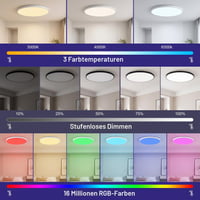 Lampă de tavan LED reglabilă CHENBEN cu telecomandă, 24W, RGB, 3000K-6500K, luminozitate reglabilă 2