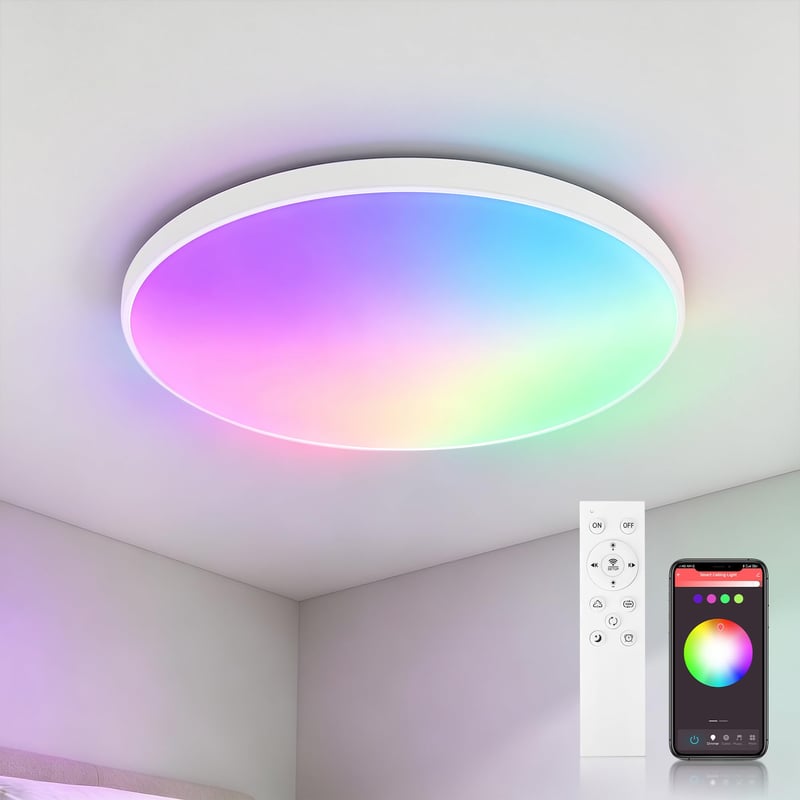 Lampă de tavan LED reglabilă CHENBEN cu telecomandă, 24W, RGB, 3000K-6500K, luminozitate reglabilă