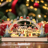 Arcadă luminoasă din lemn cu LED CHENBOOW, cu sat de iarnă de Crăciun, decorațiune luminoasă pentru interior, ornament pentru fereastră și masă 4