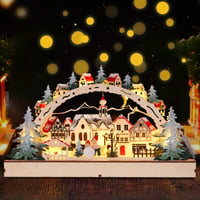 Arcadă luminoasă din lemn cu LED CHENBOOW, cu sat de iarnă de Crăciun, decorațiune luminoasă pentru interior, ornament pentru fereastră și masă 1