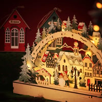 Arcadă luminoasă din lemn cu LED CHENBOOW, cu sat de iarnă de Crăciun, decorațiune luminoasă pentru interior, ornament pentru fereastră și masă 5