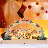 Arcadă luminoasă din lemn cu LED CHENBOOW, cu sat de iarnă de Crăciun, decorațiune luminoasă pentru interior, ornament pentru fereastră și masă 6