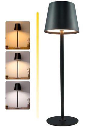 Lampă de masă cu acumulator ChenFec, integral metalică, 5000 mAh, LED, cu control tactil, reglabilă, 3 temperaturi de culoare, reîncărcabilă, pentru sufragerie, dormitor, hotel