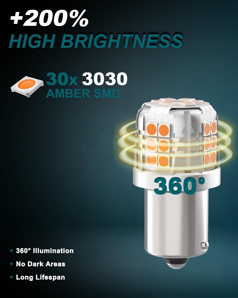 Chengguang 2db Sárga Amber 581 LED Izzó 12V 7.5W 800LM