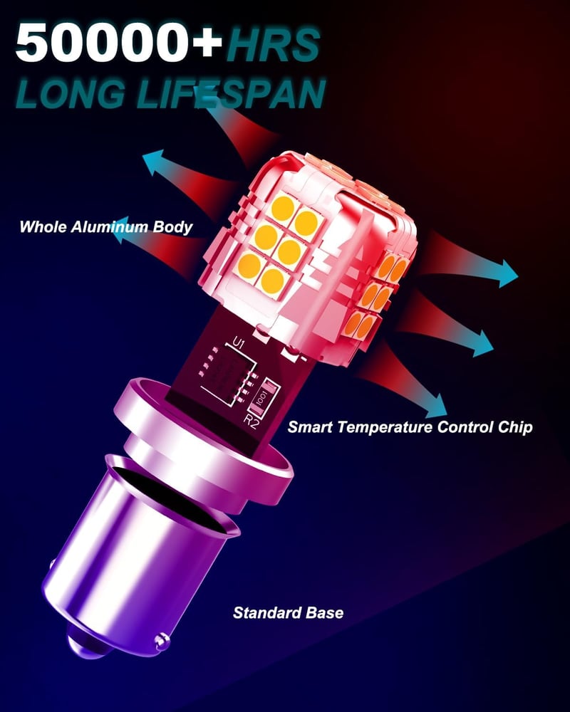 Chengguang 2db Sárga Amber 581 LED Izzó 12V 7.5W 800LM