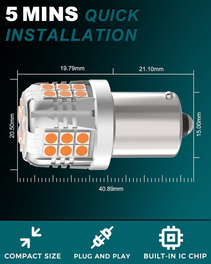 Chengguang 2db Sárga Amber 581 LED Izzó 12V 7.5W 800LM