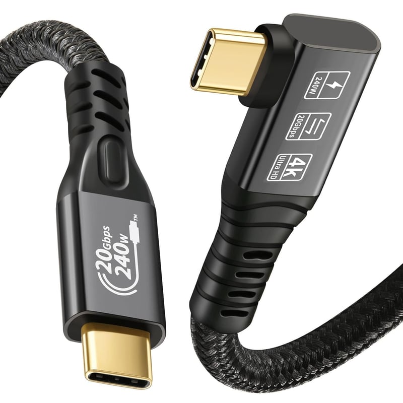 CHENLENIC USB-C 3.2 Gen2x2 20Gbps 90° kábel 240W PD3.1 Thunderbolt 3/4 kompatibilis