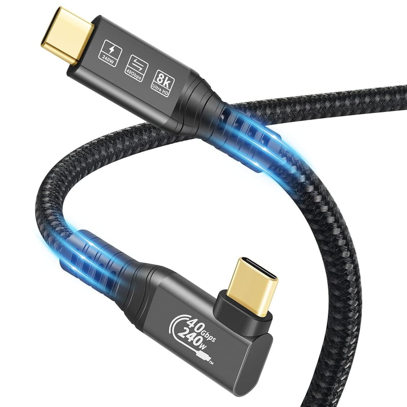 CHENLENIC USB4 Thunderbolt 4 kábel 40Gbps 240W töltés 8K 1m 90°