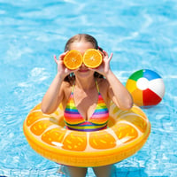 Set de 4 colace gonflabile Chennyfun cu model de lămâie și portocală + 2 mingi de plajă pentru copii și adulți, pentru piscină și plajă 6