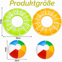 Set de 4 colace gonflabile Chennyfun cu model de lămâie și portocală + 2 mingi de plajă pentru copii și adulți, pentru piscină și plajă 2