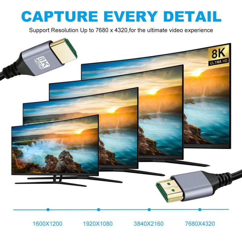 chenyang HDMI 2.1 kábel 8K 60Hz 4K 120Hz 48Gbps aranyozott 2m