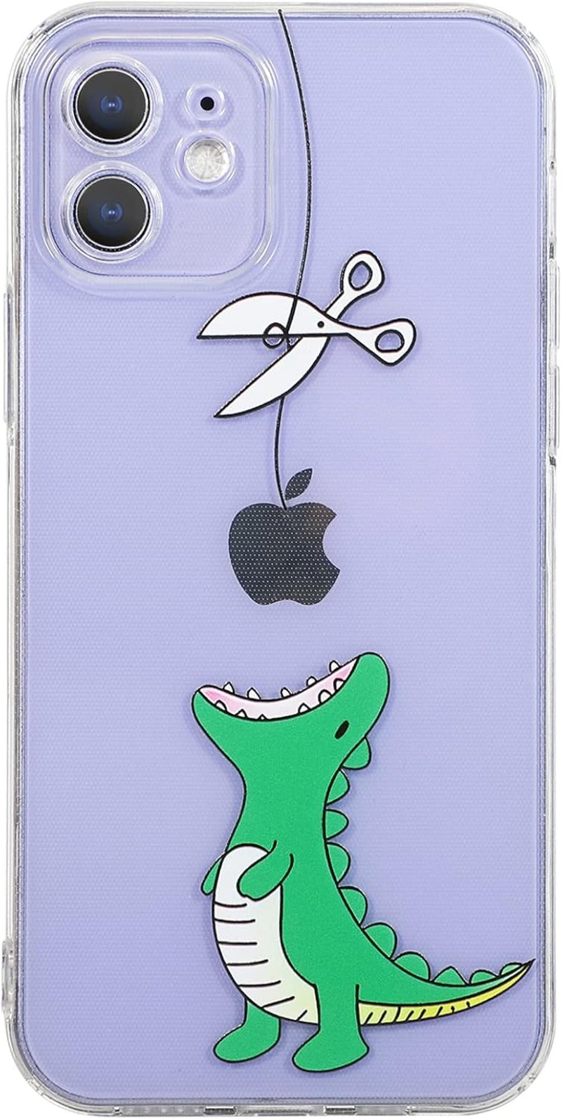 CHEORFAY iPhone 12 Tok Átlátszó Szilikon TPU Ütésálló Védőtok Dinoszaurusz Mintával iPhone 12/12 Pro Kompatibilis Rugalmas Borító