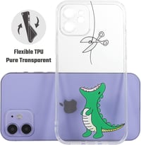 CHEORFAY iPhone 12 Tok Átlátszó Szilikon TPU Ütésálló Védőtok Dinoszaurusz Mintával iPhone 12/12 Pro Kompatibilis Rugalmas Borító 4