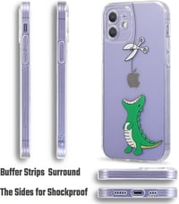 CHEORFAY iPhone 12 Tok Átlátszó Szilikon TPU Ütésálló Védőtok Dinoszaurusz Mintával iPhone 12/12 Pro Kompatibilis Rugalmas Borító 3