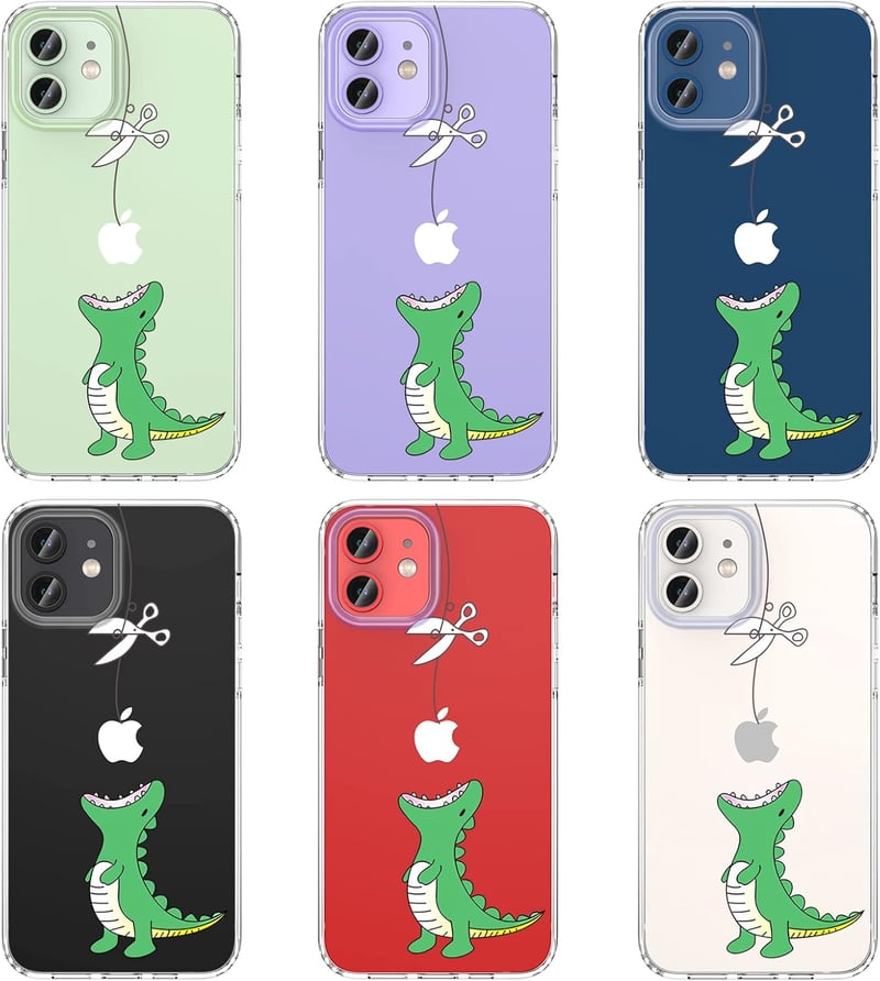 CHEORFAY iPhone 12 Tok Átlátszó Szilikon TPU Ütésálló Védőtok Dinoszaurusz Mintával iPhone 12/12 Pro Kompatibilis Rugalmas Borító