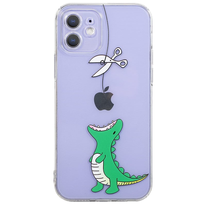 CHEORFAY iPhone 12 Puzdro Priehľadný Silikónový TPU Nárazuvzdorný Ochranný Kryt s Vzorom Dinosaurov Kompatibilné s iPhone 12/12 Pro Flexibilný Obal