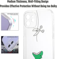 CHEORFAY iPhone 12 Tok Átlátszó Szilikon TPU Ütésálló Védőtok Dinoszaurusz Mintával iPhone 12/12 Pro Kompatibilis Rugalmas Borító 6