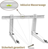 Cherbowing Univerzális Klíma Kültéri Egység Fali Tartó 550 mm - 160 kg Teherbírás, 9000-36000 BTU, Hőszivattyúhoz, Időjárásálló Acél, Fehér 5