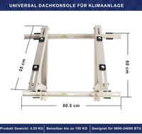 Cherbowing Univerzális Tetőkonzol Split Klímákhoz, 9000-24000 BTU, 10°-45° Állítható, Időjárásálló Acél, 150kg Teherbírás, Fehér 4