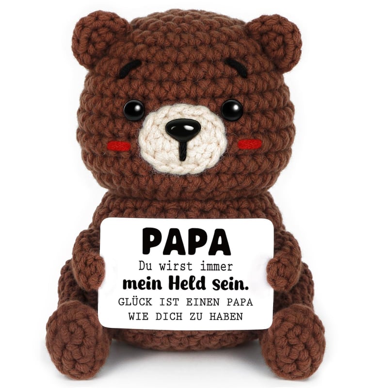 Ursuleț Croșetat CheriGift pentru Tata - Cadou de Ziua de Naștere pentru Tătic, Decorațiune Handmade cu Ursuleț Pozitiv