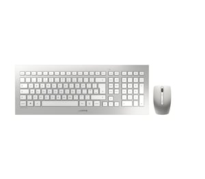 CHERRY DW 8000 bežični set tipkovnice i miša, EU QWERTY raspored, ultra-tanak, miš s infracrvenim senzorom, bijelo-srebrni
