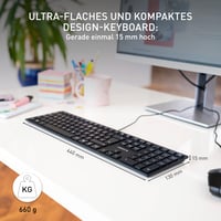 Klávesnica CHERRY KC 6000 Slim USB, čierna, nemecké rozloženie QWERTZ — chybná, na náhradné diely: chýbajú 2 klávesy (stav: pozri 2. obrázok) 5