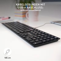 Klávesnica CHERRY KC 6000 Slim USB, čierna, nemecké rozloženie QWERTZ — chybná, na náhradné diely: chýbajú 2 klávesy (stav: pozri 2. obrázok) 6