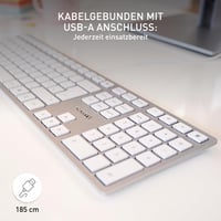 Klávesnica CHERRY KC 6000 Slim USB – ultratenký dizajn, káblová, nemecké rozloženie QWERTZ, nožnicový mechanizmus, strieborná 4