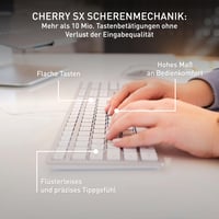 Klávesnica CHERRY KC 6000 Slim USB – ultratenký dizajn, káblová, nemecké rozloženie QWERTZ, nožnicový mechanizmus, strieborná 5