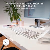 Klávesnica CHERRY KC 6000 Slim USB – ultratenký dizajn, káblová, nemecké rozloženie QWERTZ, nožnicový mechanizmus, strieborná 3