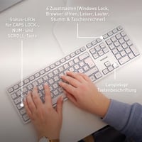 Klávesnica CHERRY KC 6000 Slim USB – ultratenký dizajn, káblová, nemecké rozloženie QWERTZ, nožnicový mechanizmus, strieborná 7
