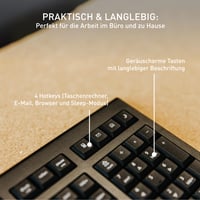 CHERRY KW 3000 Vezeték nélküli Irodai Billentyűzet Numerikus Billentyűzettel, Német QWERTZ Kiosztás, 2,4 GHz, Csendes Billentyűk, Lapos Desi 4