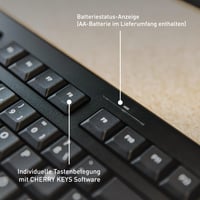 CHERRY KW 3000 Vezeték nélküli Irodai Billentyűzet Numerikus Billentyűzettel, Német QWERTZ Kiosztás, 2,4 GHz, Csendes Billentyűk, Lapos Desi 5