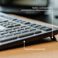 CHERRY KW 3000 Vezeték nélküli Irodai Billentyűzet Numerikus Billentyűzettel, Német QWERTZ Kiosztás, 2,4 GHz, Csendes Billentyűk, Lapos Desi 6